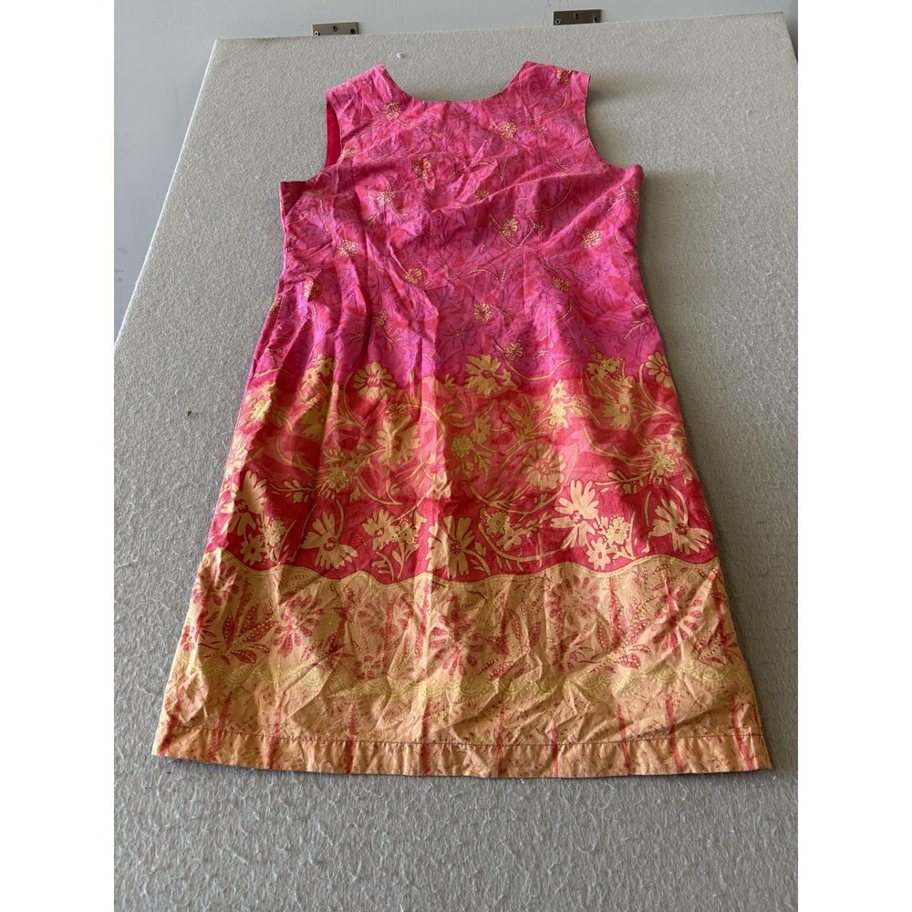 Emily Spencer Dress Womens 16 Pink Gold Floral Sleeveless Shift Knee‎ Length